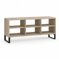 TV Lowboard 180x40x55 cm MDF Stahlgestell Rechteckig Beige Schwarz mit 6 Fächern