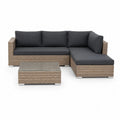 Gartensofa Set mit Couchtisch Ecksofa Polyrattan Geflecht Aluminiumgestell Grau Beige 240 x 180 x 70 cm
