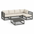 Gartenmöbel Lounge Set Ecksofa mit Couchtisch Aluminiumgestell Sitzkissen Beige Grau 250 x 190 x 70 cm