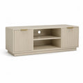 TV Lowboard 180x40x45 cm MDF Rechteckig Beige mit Türen und Ablagefächern