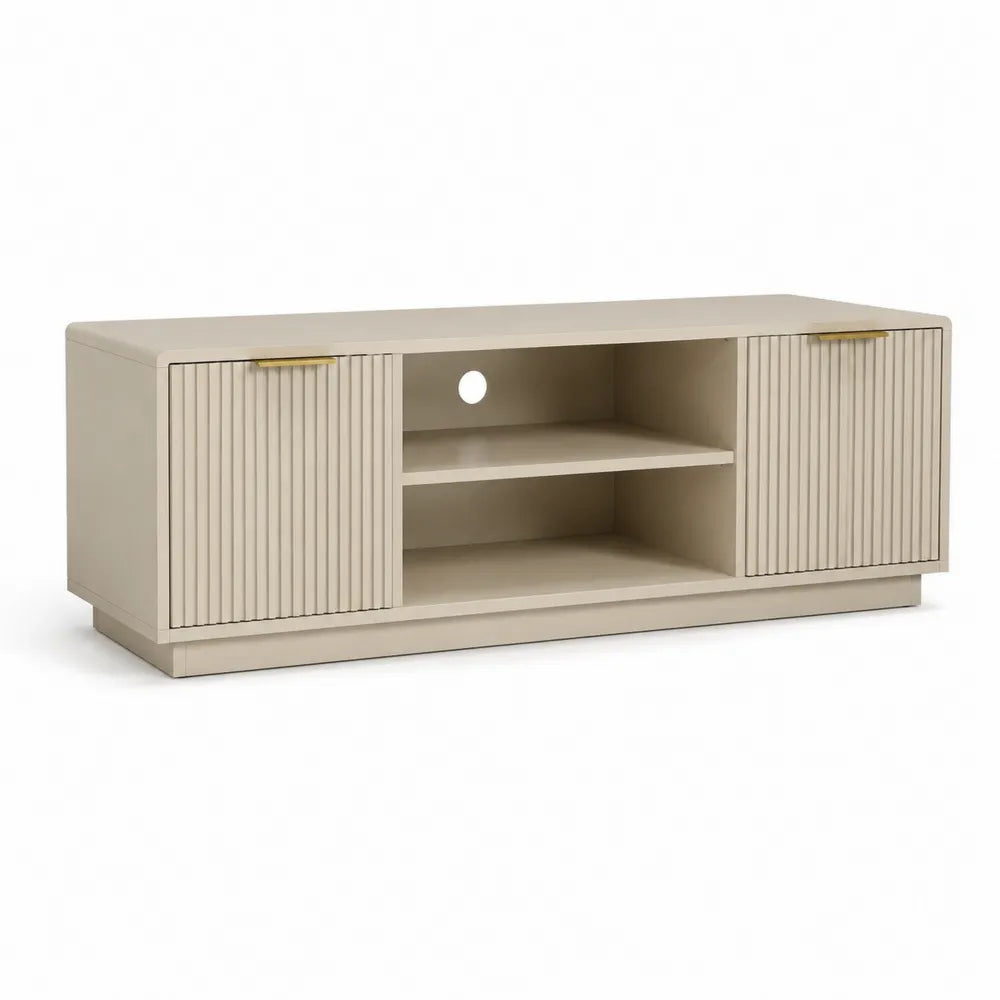 TV Lowboard 180x40x45 cm MDF Rechteckig Beige mit Türen und Ablagefächern