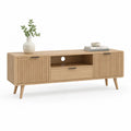TV Lowboard 180x40x55 cm MDF Holzdekor Rechteckig Eiche Natur mit Türen und Schublade