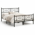 Metallbett Doppelbett 180x200 cm Stahlrahmen Rechteckig Schwarz