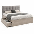 Polsterbett Doppelbett 180x200 cm Polyester MDF Rechteckig Hellgrau mit Schubladen Kopfteil
