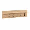 Garderobenleiste MDF mit Ablage Haken Wandgarderobe rechteckig Eiche Schwarz 100 x 20 x 30 cm
