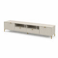 TV Lowboard 240 x 40 x 45 cm MDF Rechteckig Beige mit Türen Schubladen und Ablagefächern