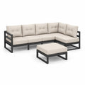 Gartensofa Set Ecksofa mit Hocker Aluminiumgestell Sitzkissen Beige Schwarz 260 x 200 x 75 cm