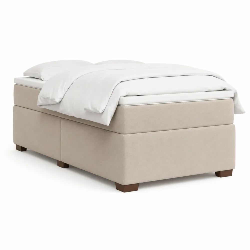 Boxspringbett Doppelbett Stoffbett Polyesterbezug MDF Rahmen Beige 180 x 200 cm