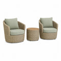 Garten Lounge Set mit 2 Sesseln Tisch Polyrattan Aluminium Geflecht Beige Hellgrün 180 x 80 x 75 cm