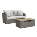Gartensofa Set mit Couchtisch Lounge Sitzgruppe Aluminium PE Geflecht Grau Beige 230 x 160 x 75 cm