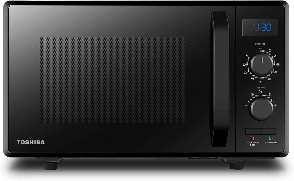 Toshiba Mikrowelle MW2-AG23PF, 3-in-1 mit Grill & Kombi-Funktion, Fassungsvermögen 23L, Leistung 900W, Leistung 1000W Grill, BK, in Schwarz