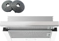 Dunstabzugshaube 5-Schichten-Aluminiumfilter, 2 Geschwindigkeit, mit 2 Aktivkohlefiltern, Umluft, LED-Beleuchtung, Breite 60cm, 400 m³/h, Teleskop