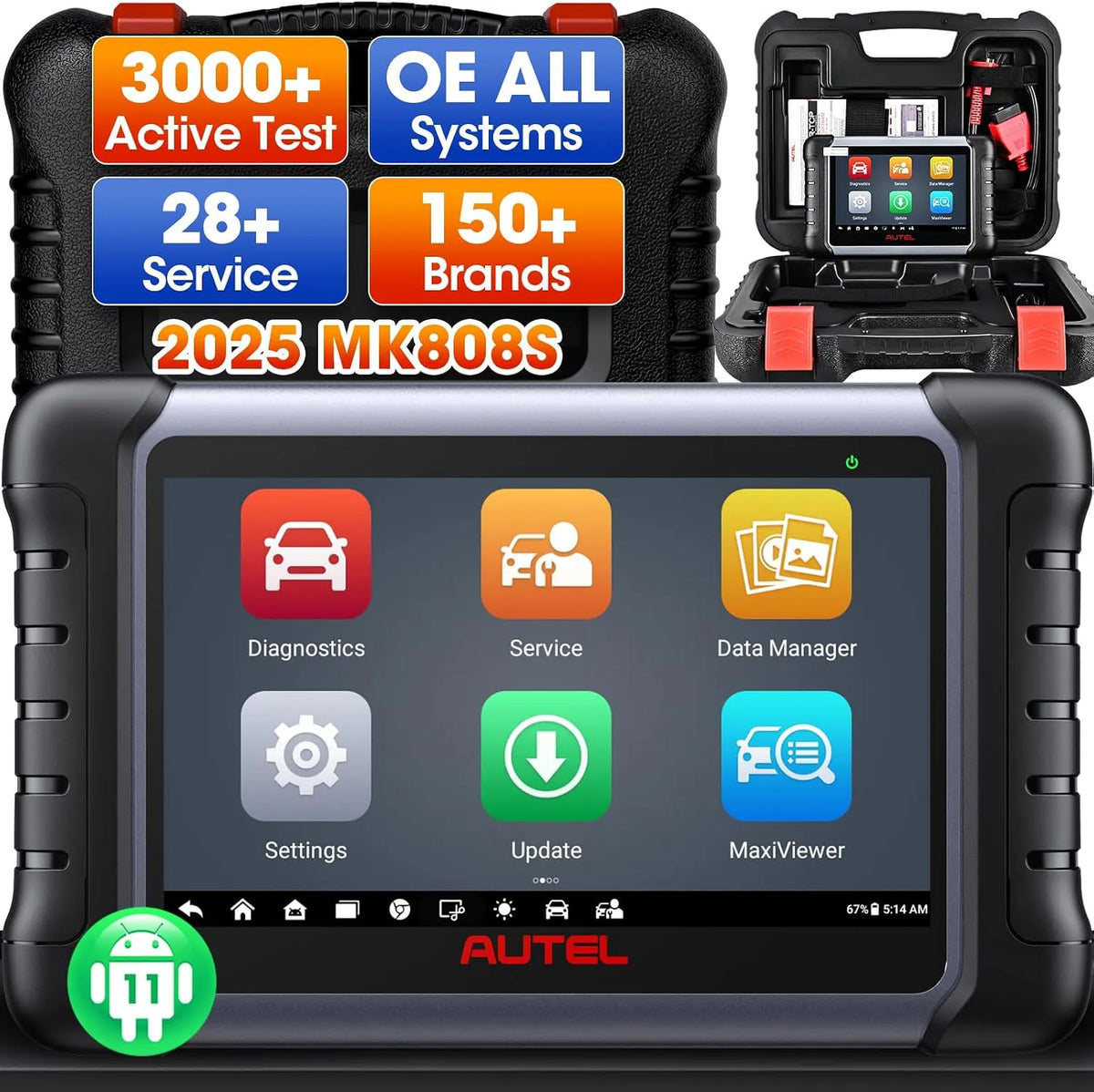 Modell Scanner Diagnosegerät MK808S OBD2 MX808S Autel MaxiCOM, Funktion als MK900BT, 11OS, Öl-Reset, Aktiver Test, EPB, SAS, TPMS, wie MK808BT Pro