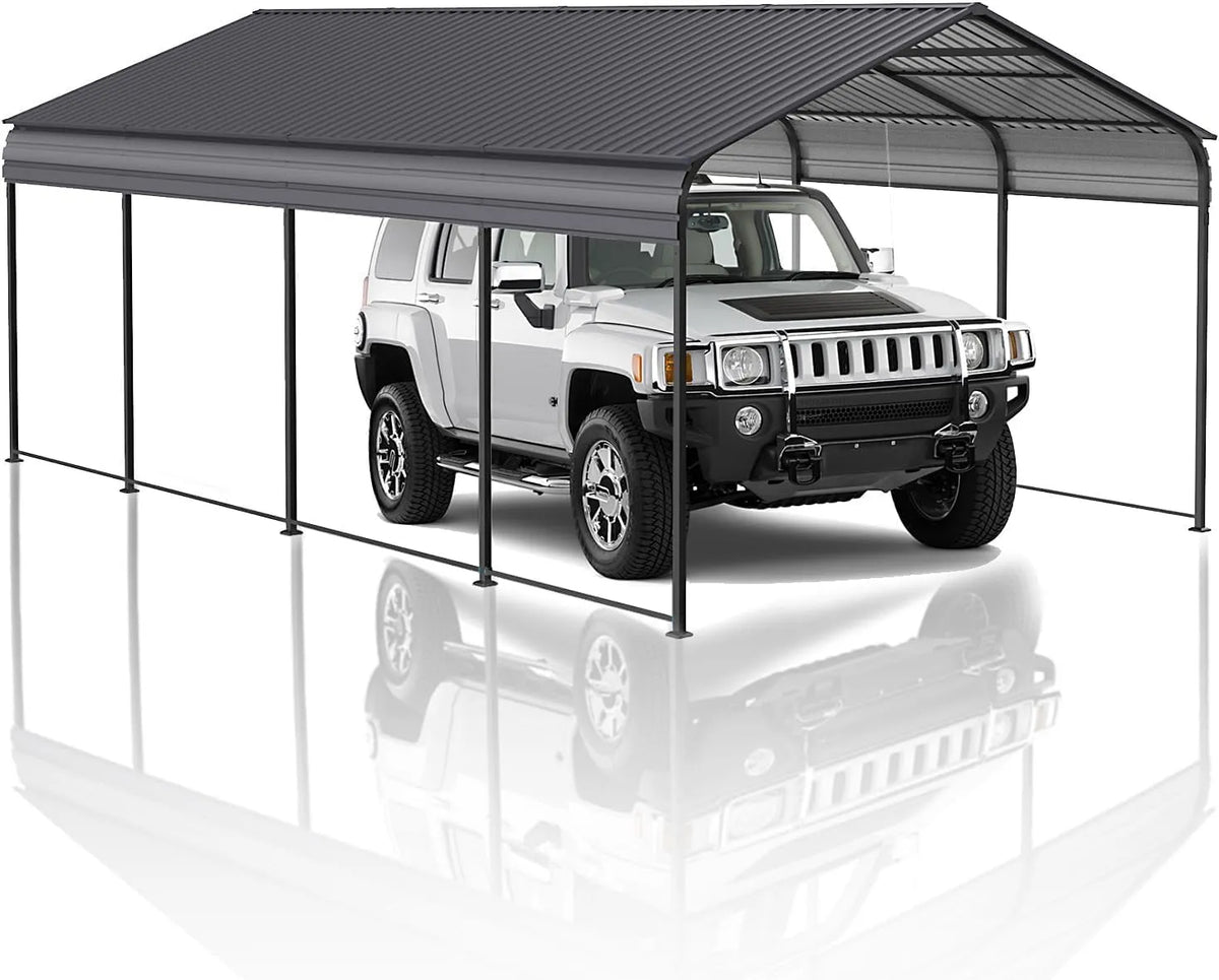 Carport Großer Metall, 12x20 FT Hochleistungs -Vordach aus Metall, für den Außenbereich, Autozelt-Garagenunterstand, Allwetter-Outdoor-Lagerzelt