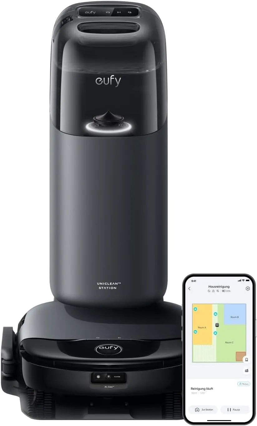 Saugroboter, eufy S1 HydroJet mit Wischfunktion, All-in-One-Station, es Reinigungssystem, Always Clean Mop, Auto-Lift-Mopp, Smarte Hinderniserkennung