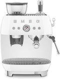 Smeg Espressomaschine EGF03WHEU 1-l-Tank, 4 Temperaturstufen, mit integrierter Kaffeemühle, Dampfdüse und Druckmesser, Weiß, Leistung 1350 W, manuelle