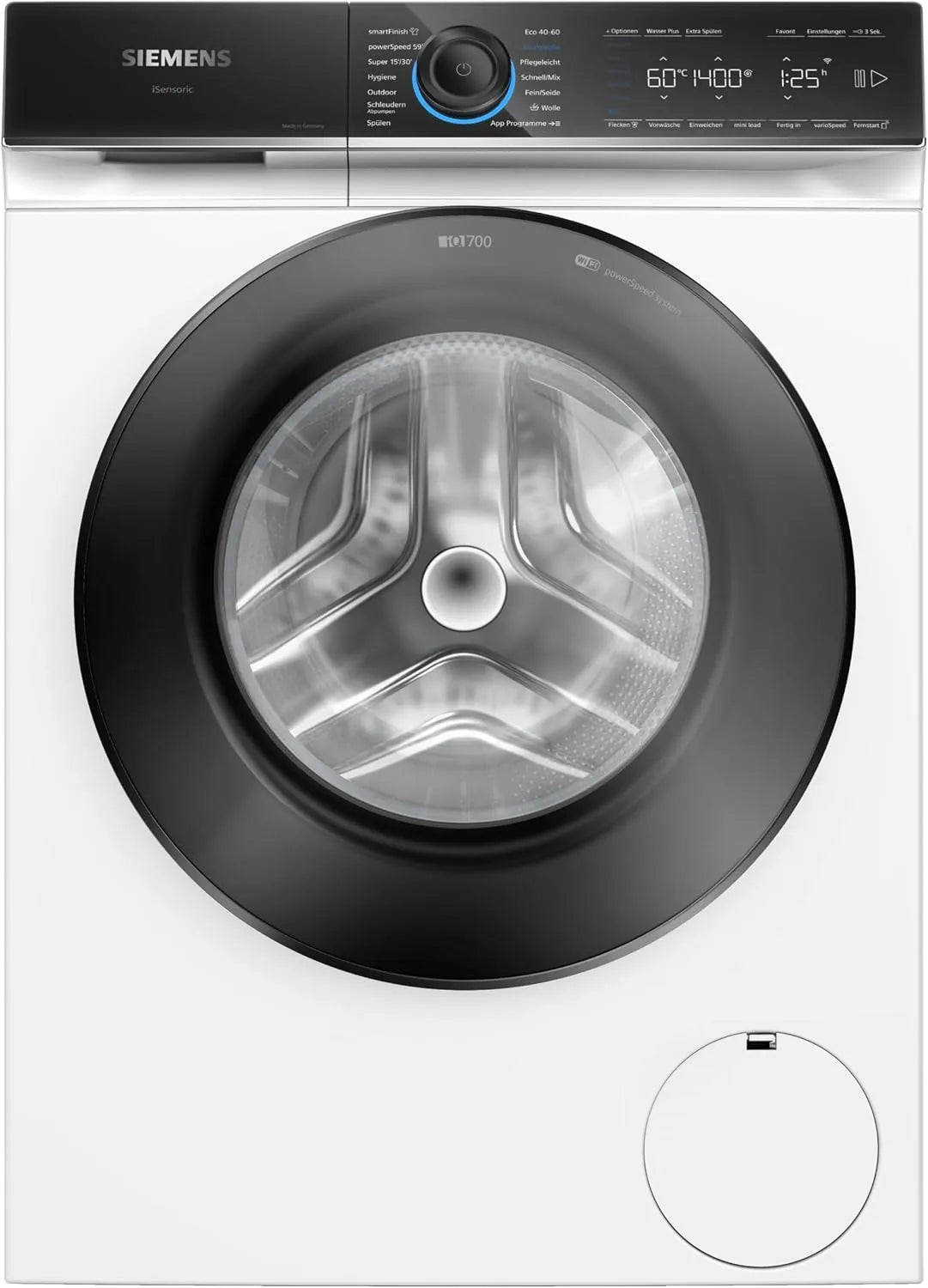Siemens Waschmaschine WG44B20Z0 iQ700 1400, Breite 60 cm, Made in Germany, Antiflecken-System, Weiß, Frontbeladung mit 9 kg Fassungsvermögen, UpM