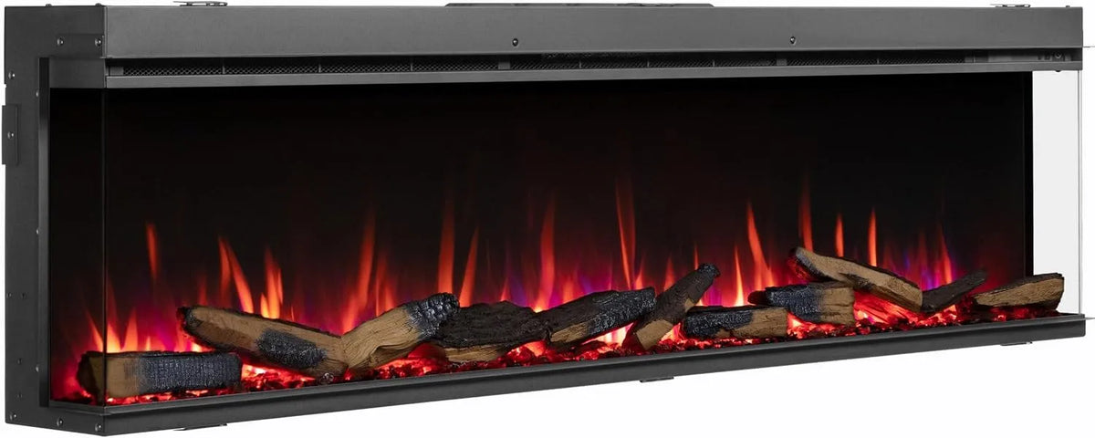 Elektrokamin 3D-Flammeneffekt, Elektrischer Einbaukamin mit Heizung, integrierte Knisterfunktion, Fernbedienung, Thermostat, BALDERIA Athena 72'