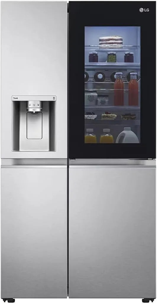 LG Kühlschrank GSXV90BSDE, Fassungsvermögen 635 L, 91,3 x 73,5 x 179 cm ꟷ Brushed Steel Silver, Energieklasse E, Side by Side, InstaView