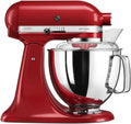 KitchenAid Küchenmaschine, Teigknetmaschine mit 5 Zubehör, Artisan, Empire rot, Fassungsvermögen 4.8 L, 2 Schüsseln aus Edelstahl