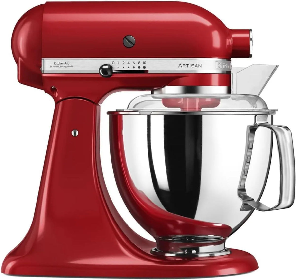 KitchenAid Küchenmaschine, Teigknetmaschine mit 5 Zubehör, Artisan, Empire rot, Fassungsvermögen 4.8 L, 2 Schüsseln aus Edelstahl