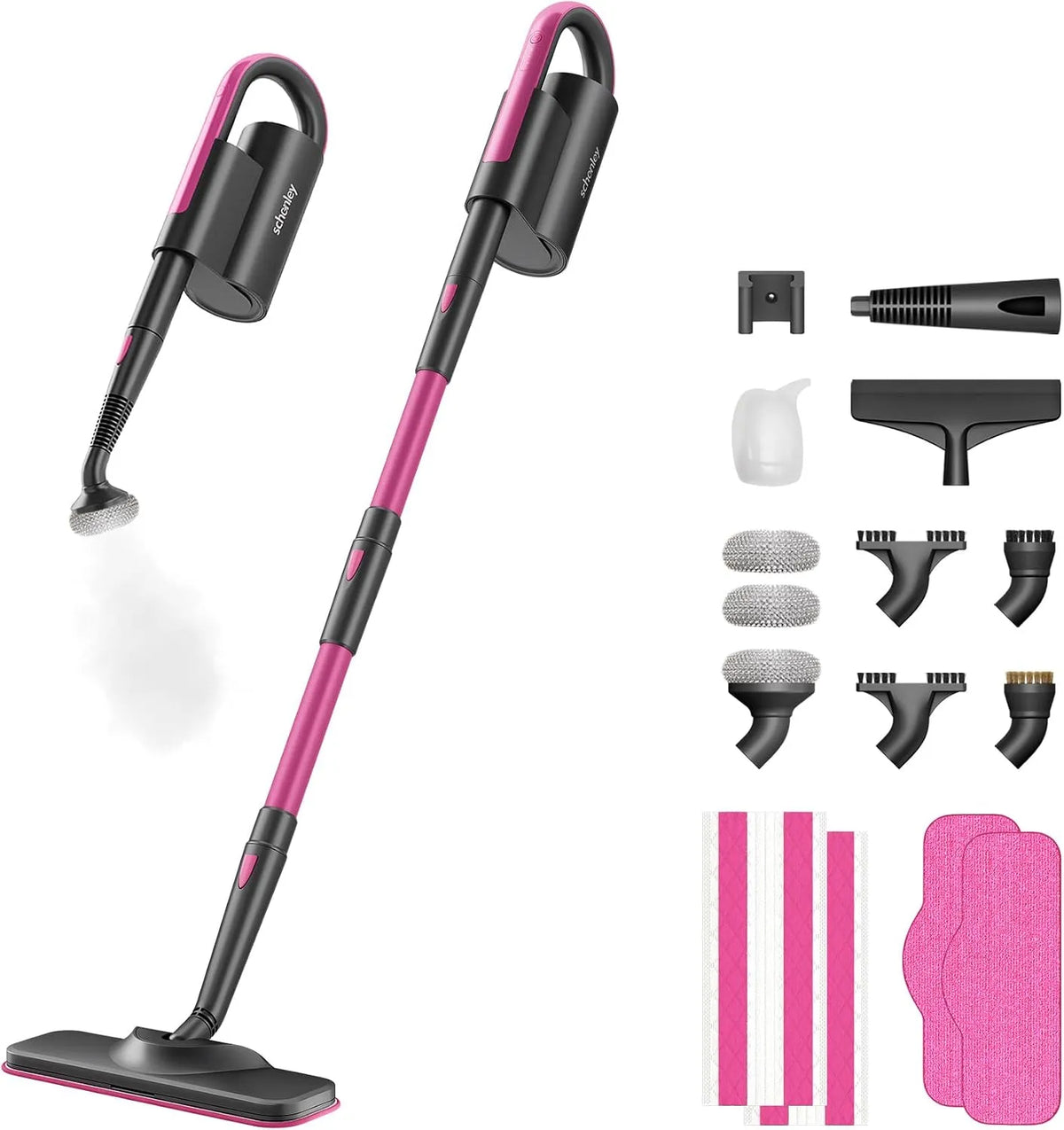 Dampfreiniger, Schenley 19-in-1 Dampfmopp mit abnehmbarem Handdampfreiniger für Böden, Fliesen und Fugen, Dual-Stangen-Design