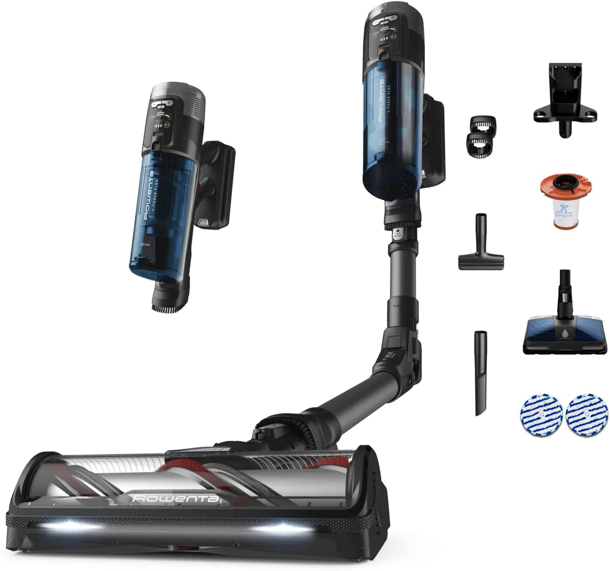 Rowenta Staubsauger RH9LC0WO, X-Force Flex 12.60 Neo Allergy Aerospin Akkustaubsauger, 60 Min. Laufzeit, 150 Air Watt, kabellos, Flex-Technologie
