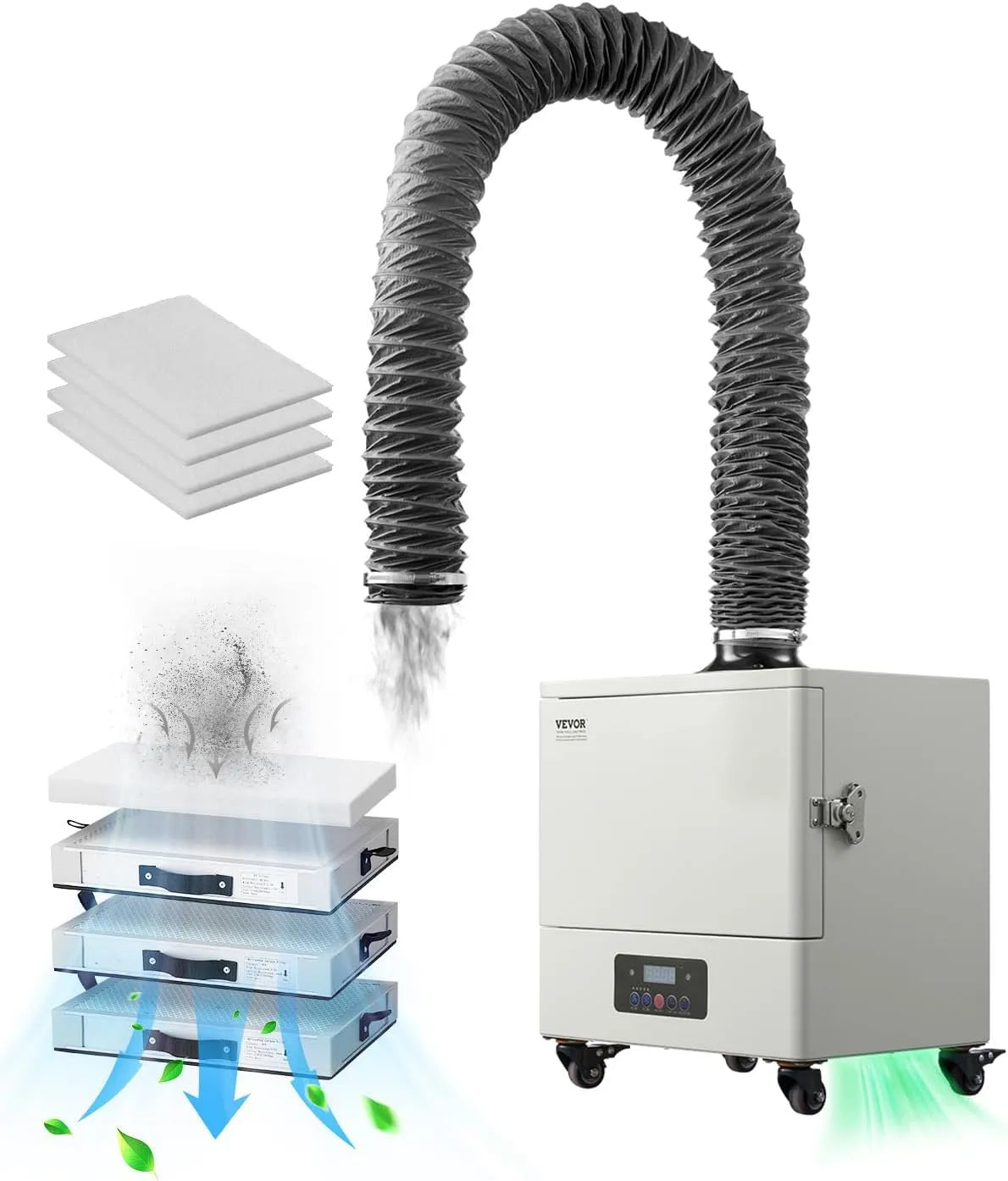 Vevor Modell 280-W-Motor, 4-stufigem Filter, 459 m³/h Lötrauchabsorber mit, 10-Gang- & Fernbedienungs-Rauchreiniger zum Löten, Gravieren