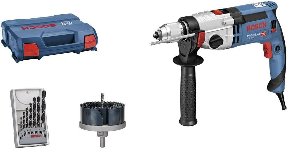 Bosch Modell, Professional Schlagbohrmaschine -2, 1.100 Watt GSB 24 060119C802, max. Drehmoment: 40/14,5 Nm, in L-Case, inklusive. Zubehörset