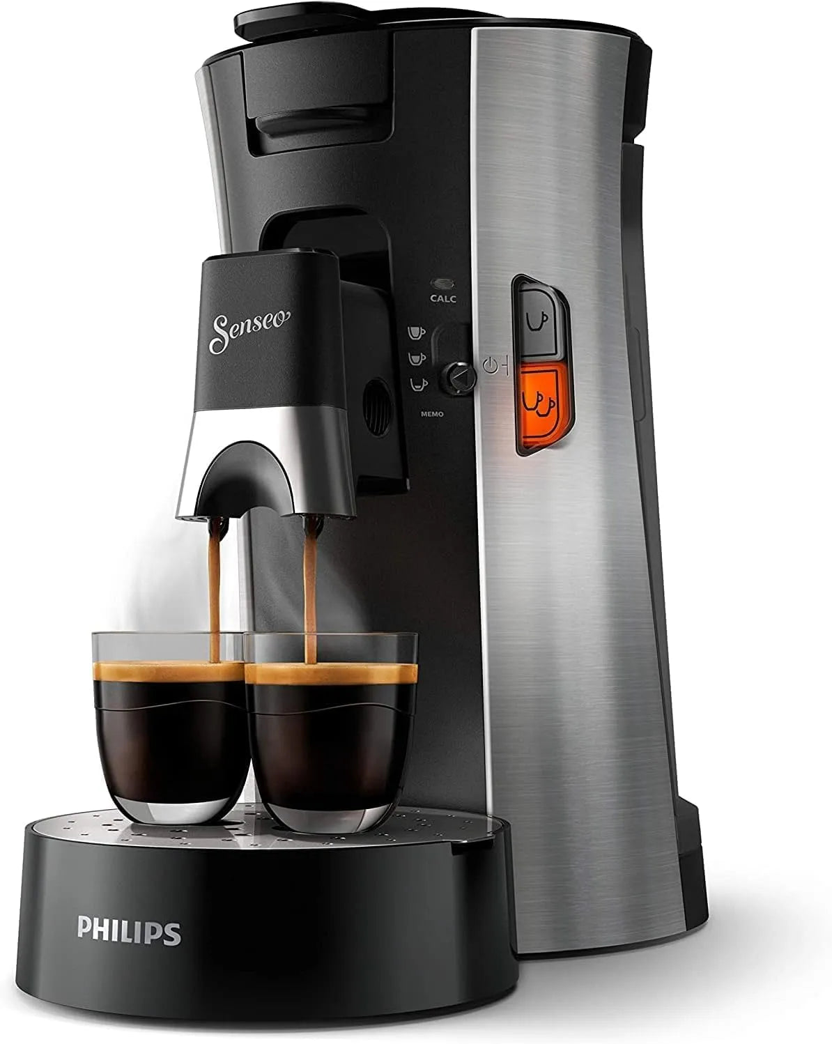 Philips Modell, Senseo Select Kaffeepadmaschine mit Kaffeestärkewahl und Memo-Funktion CSA250/10, in Gebürsteter Stahl, aus recyceltem Plastik