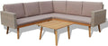 . Ecksofa-Set Farbe Grau Poly-Rattan 193×193 cm wetterfest Modell 4-TLG, mit 6 cm Kissen & Couchtisch Balkon Terrasse Wintergarten
