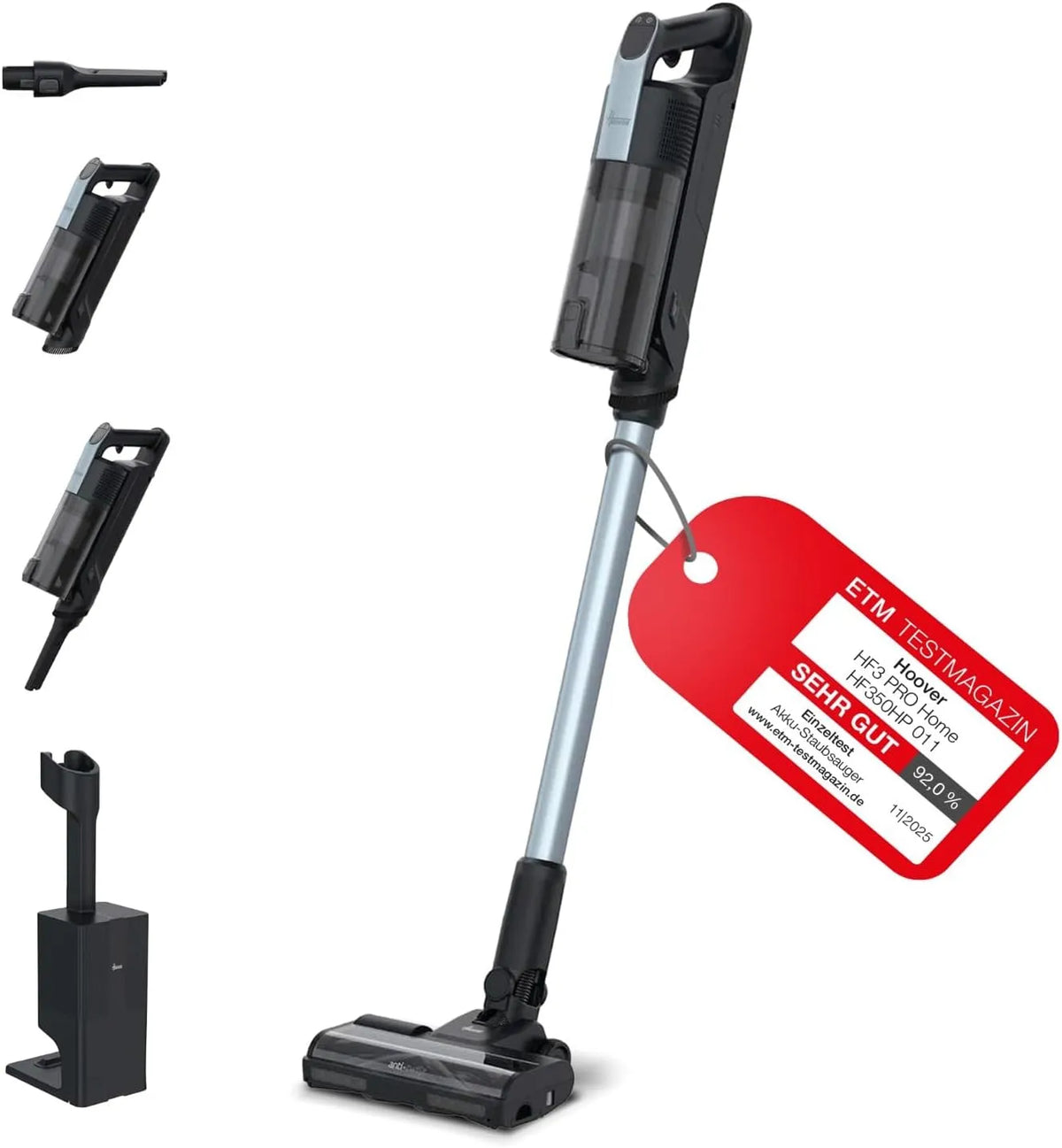 Hoover Akku-Staubsauger HF3 HEPA13-Filter, bis zu 60 Min. Laufzeit, Anti-Twist, Parkfunktion, HF350HP, Doppel-Kantenreinigung