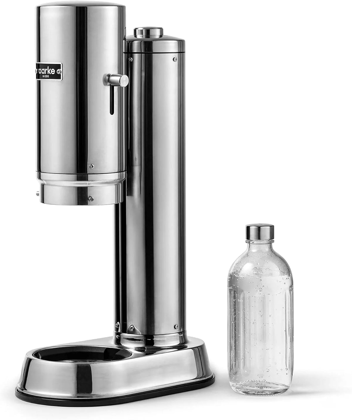 Pro Aarke Carbonator, Wassersprudler mit Glasflasche, Edelstahl Finish, mit Edelstahlgehäuse Finish