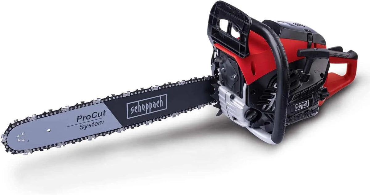 Scheppach Modell PCS46 4PS, 2 Takt Motor, 43cmØ Schnittstärke, 46cm³ Hubraum, autom. Kettenschmierung, Fassungsvermögen 2 Leistung, 22 m