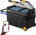 Kompressor CRD2 BougeRV, Spannung 24V 230V Camping Kühlschrank Auto Elektrisch mit APP Steuerung, Kühlbox 49L mit Gefrierfach Doppeltür Dualzonen