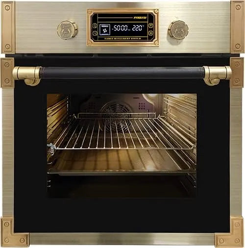 Backofen EH 6427 AD, Kaiser Retro Pyrolyse Einbau 60 cm, Elektrobackofen 73L, Pizzastein, Infrarotgrill, Heißluftsystem, in Schwarz Glas