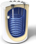 Warmwasserspeicher Unterstellspeicher mit 1 Wärmetauscher, Anschlüsse oben in der Größe 120 L Liter