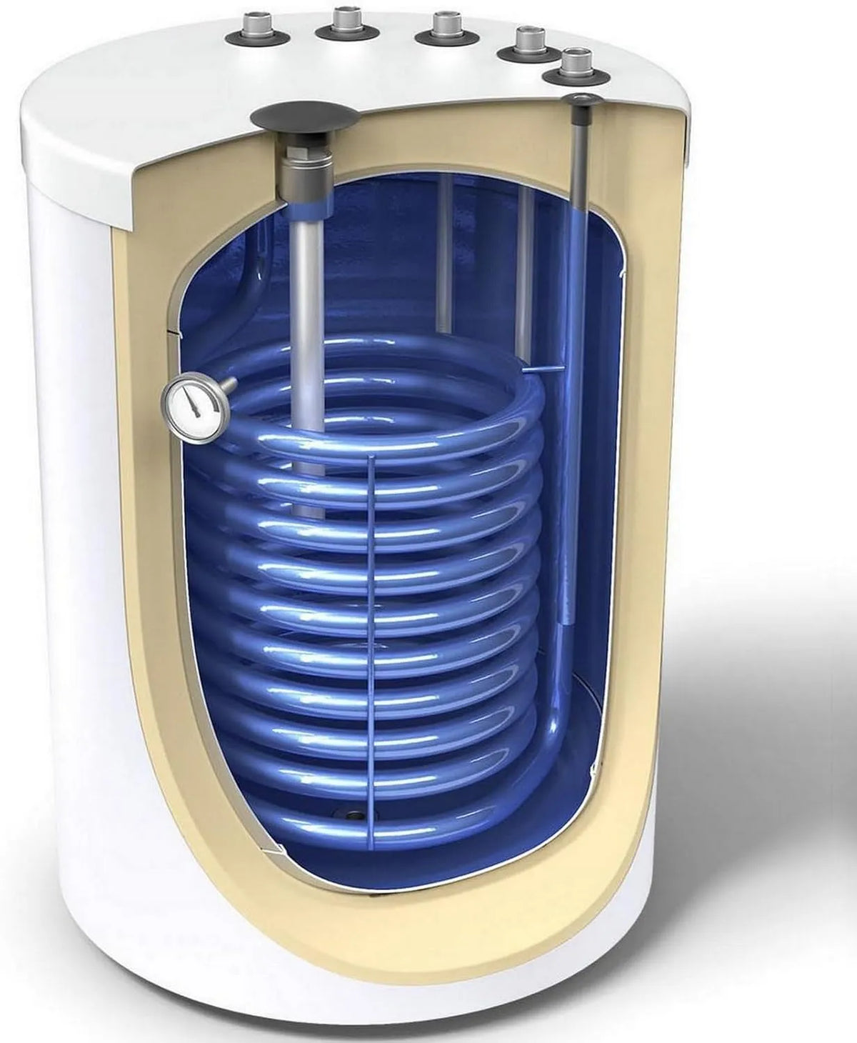 Warmwasserspeicher Unterstellspeicher mit 1 Wärmetauscher, Anschlüsse oben in der Größe 120 L Liter