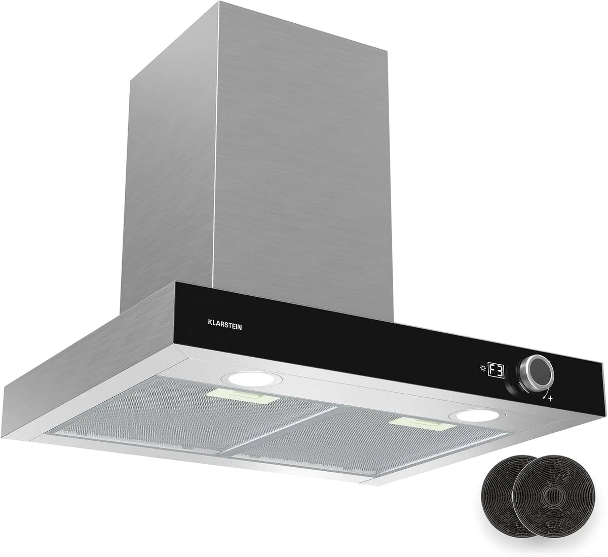 Klarstein Dunstabzugshaube, 49 dB Leise, AirNova, LED-Beleuchtung, Edelstahl, 60 cm Wandhaube, 620 m³/h Luftstrom, A++ Energieeffizienz