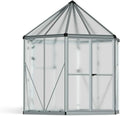 Gewächshaus Palram Canopia, mit Fundament Stahlrahmen Polycarbonat Doppelstegplatten UV-beständig wetterfest für Garten, Hexa Aluminium Orangerie