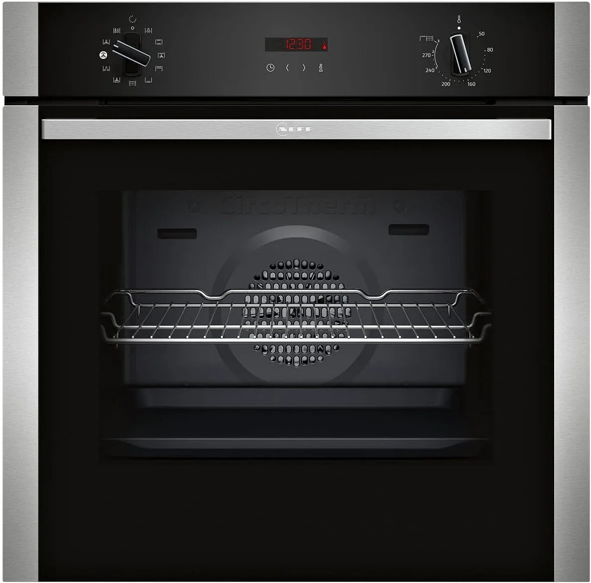 Neff Backofen B2AVG6AN0, Integrierbarer 60 x 60cm, Base Steam, Pyrolyse, Edelstahl, N 30, Einbau, CircoTherm, EasyClean, LED-Display
