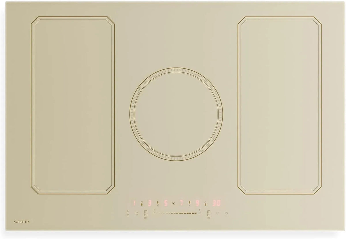 Klarstein Induktionskochfeld, Breite 77cm, 5 Zonen & Flexzonen, Leistung 11500W Boost, Victoria, Retro Design, Slider Touch, Timer, Kindersicherung
