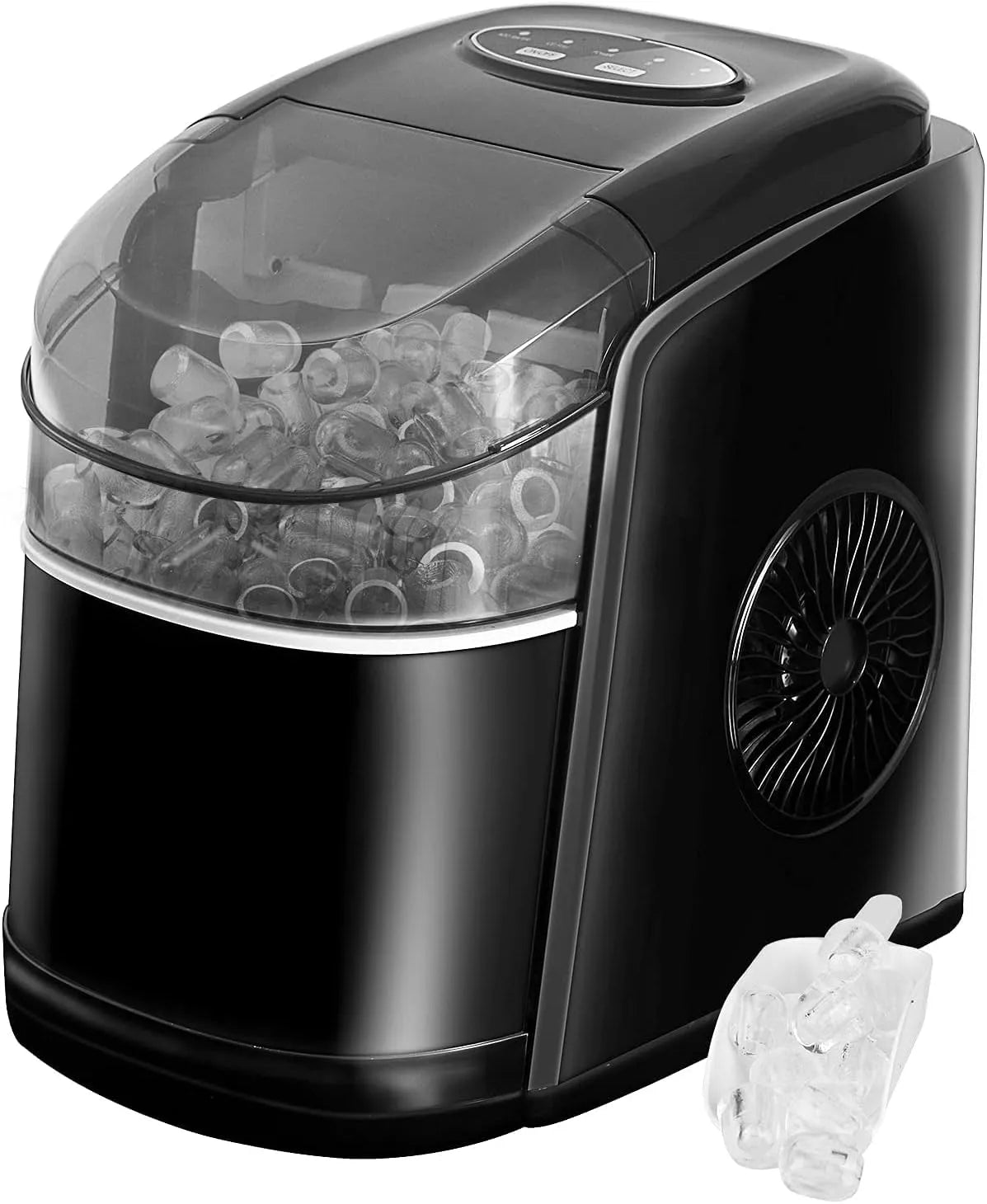 Eiswürfelmaschine Testsieger, Gewicht 12KG Eiswürfelbereiter Ice Maker 6 min Produktionszeit Ice Cube Maker, MEHRWEG, in Schwarz