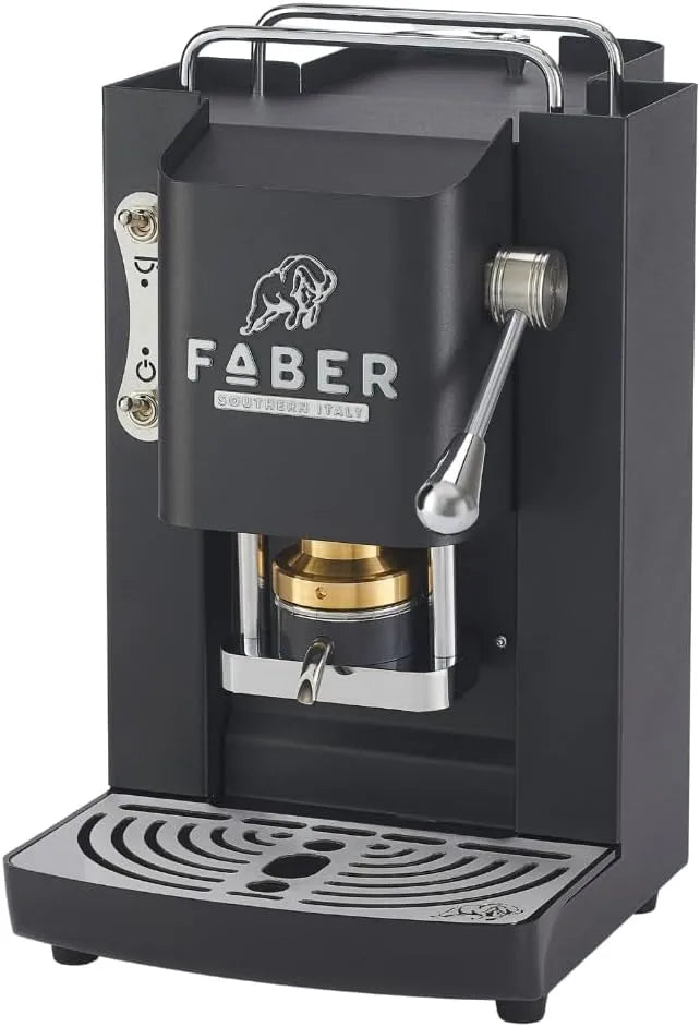Faber Kaffeemaschine ESE 44, Glaskanister 1 l und Padpresse aus Messing, 44 mm, Deluxe 3.0, COFFEE MACHINES, mm mit Magnetventil, Chrom, in Schwarz