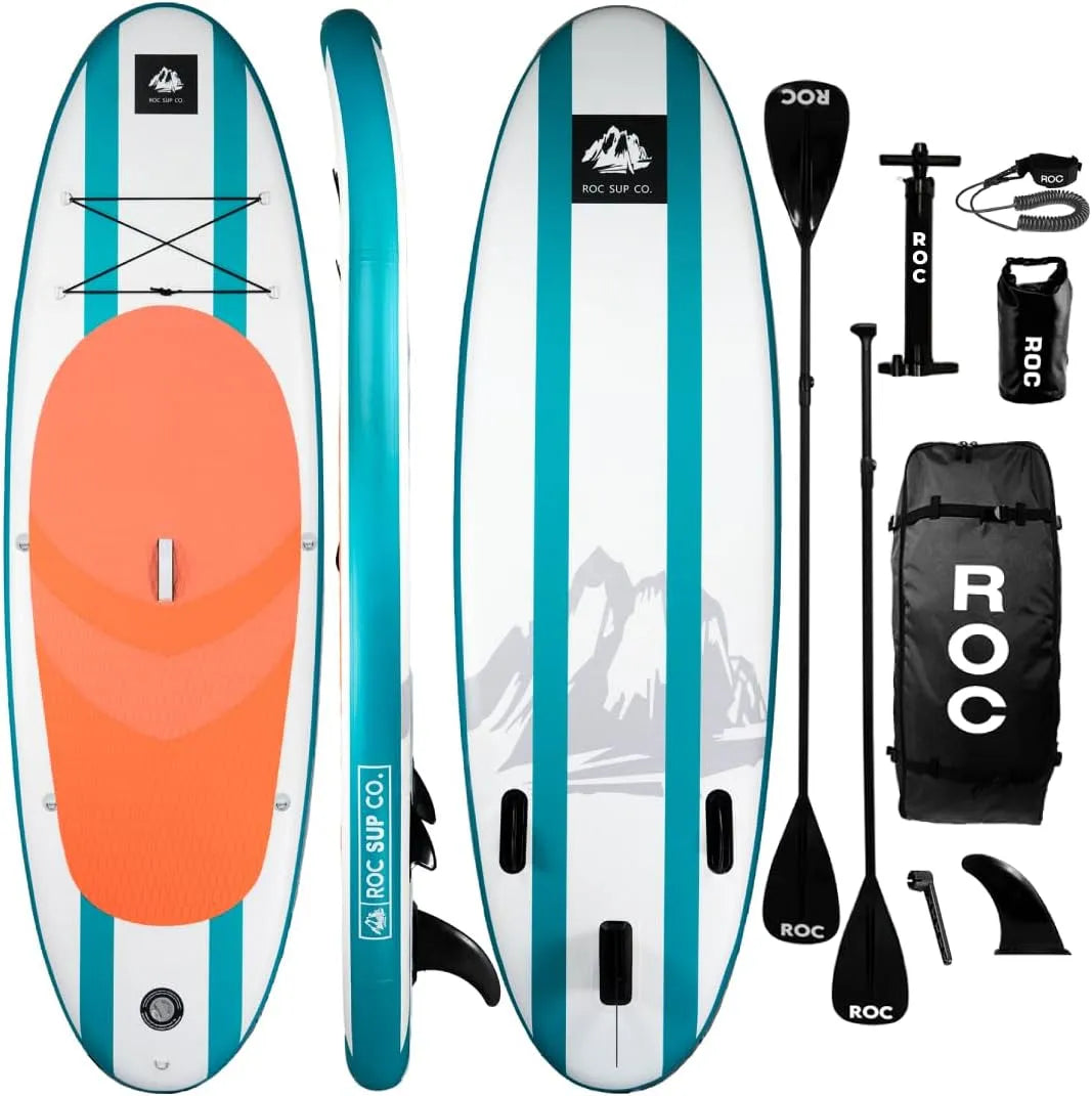 Stand Up Paddle Boards mit SUP Paddle Board Zubehör Roc Aufblasbare, Breit Stabiles Design, Rutschfestes Comfort Deck für Jugendliche & Erwachsene