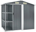 Gartenhaus, mit Regal 4 Lüftungsschlitzen Schiebetür Geräteschuppen Gartenschuppen Gerätehaus Garten Schuppen 205x130x183cm Farbe Grau