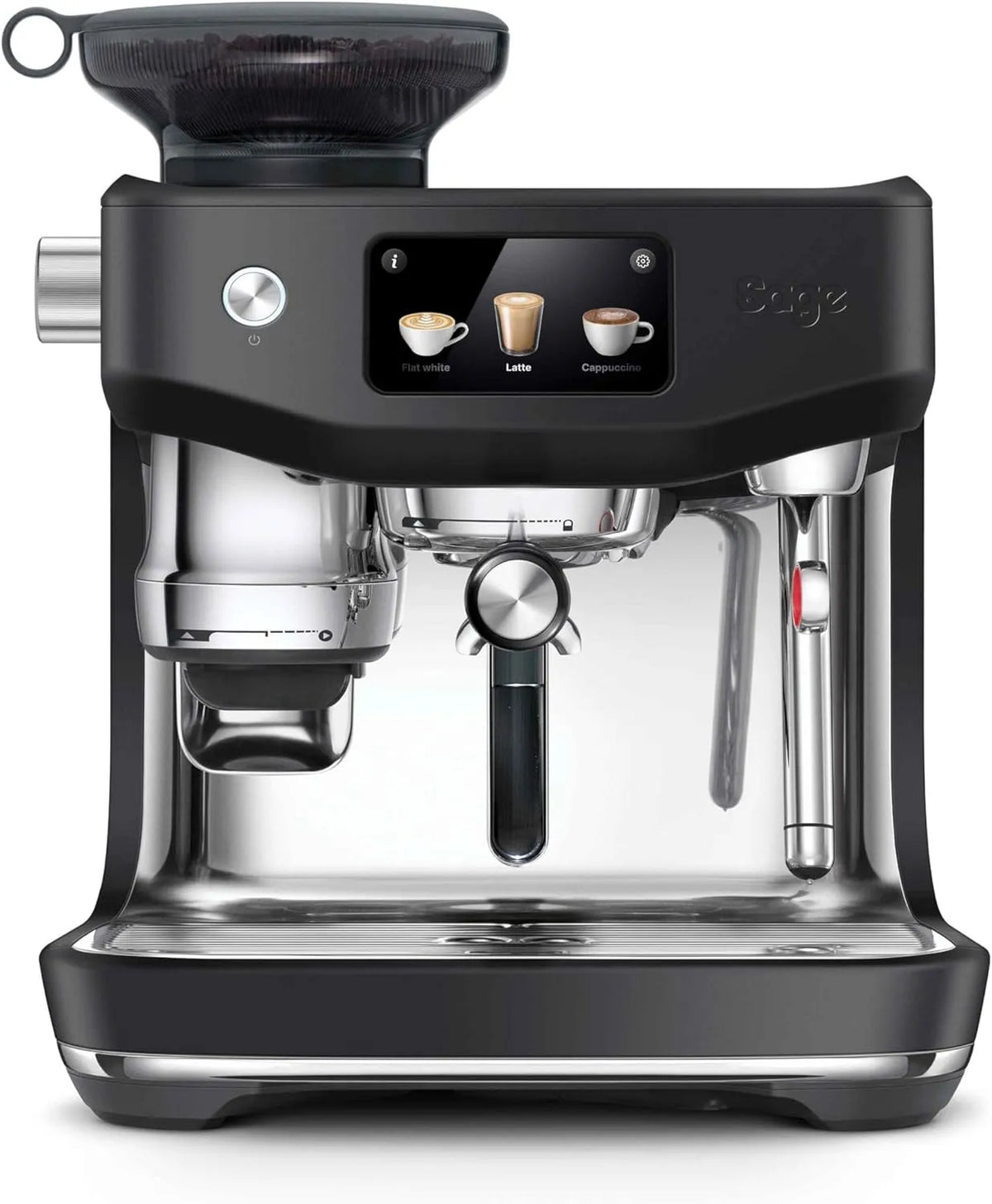 Sage Espresso-Siebträgermaschine, 14 Voreinstellungen, Espressomaschine mit integriertem Mahlwerk, inklusive. Knock Box, Leistung 1600W