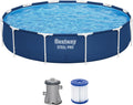 Bestway Pool, Steel Pro Frame Set mit Filterpumpe Ø 366 x 76 cm, dunkelblau, rund