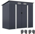 Geräteschuppen Costway, Gerätehaus mit Pultdach & Schiebetüren, Fahrradgarage Gartenschuppen für Garten, Terrasse, Maße 213 x 112 x 185 cm, Rasen