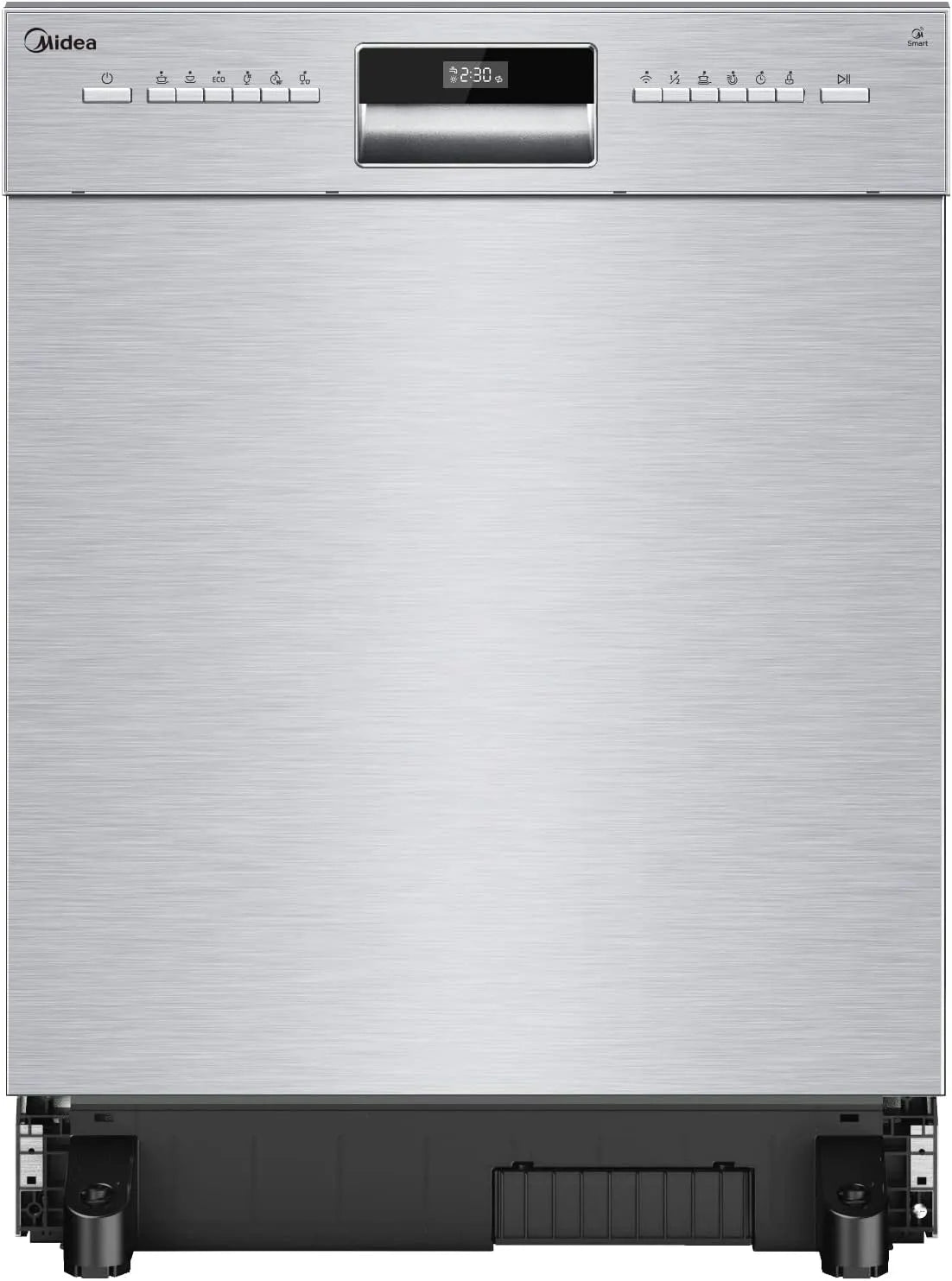 Midea Geschirrspüler MDWEU1435XSS-W 0-24h, Spülmaschine 60 cm Teilintegrierbar mit WIFI, 14 Maßgedecke, 7 Betriebsprogramme, 47dB, Unterbau, Inox